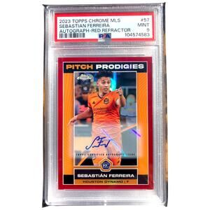 2023 Topps Chrome MLS Autographs Red Refractor #57 Sebastián Ferreira /5 PSA 9